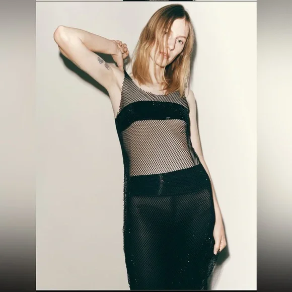knee length dresses for ladies Zara Mesh Dress – The Line Up